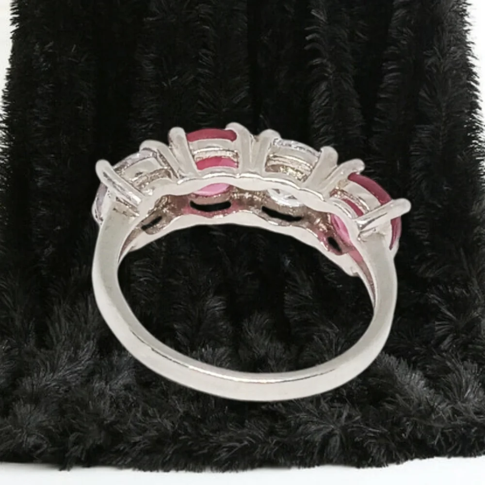 Created Rubies & White Sapphire Sterling Ring